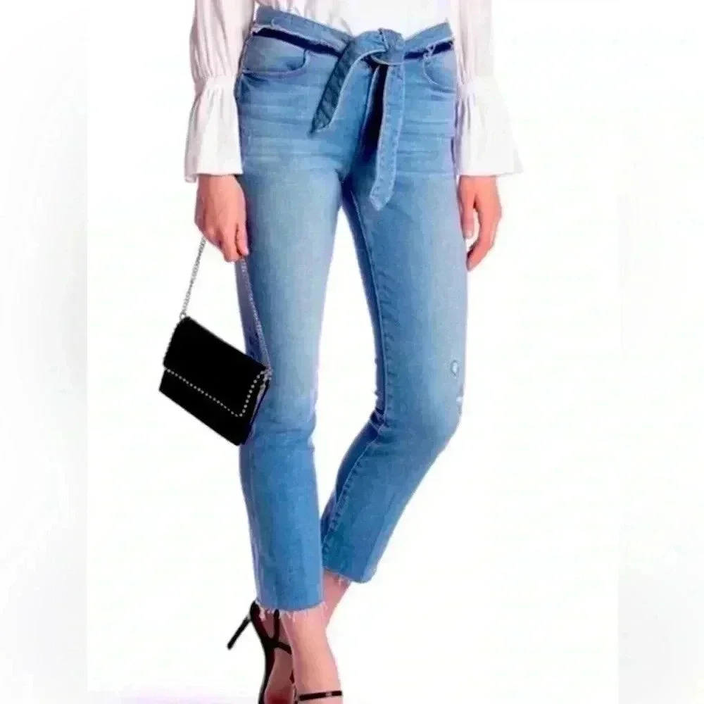 Frame Le High Straight Tie Waist Jeans sz 25